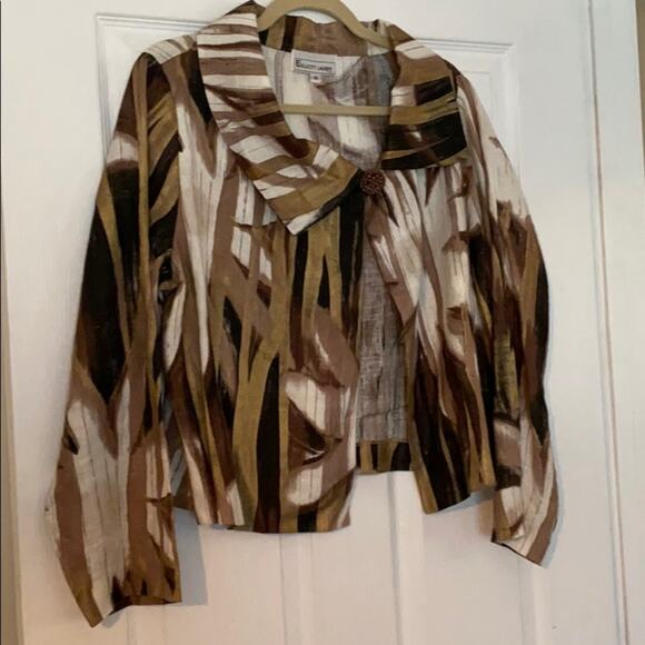 Elliott Lauren women’s 16 linen print cropped asymmetric jacket - Picture 1 of 8